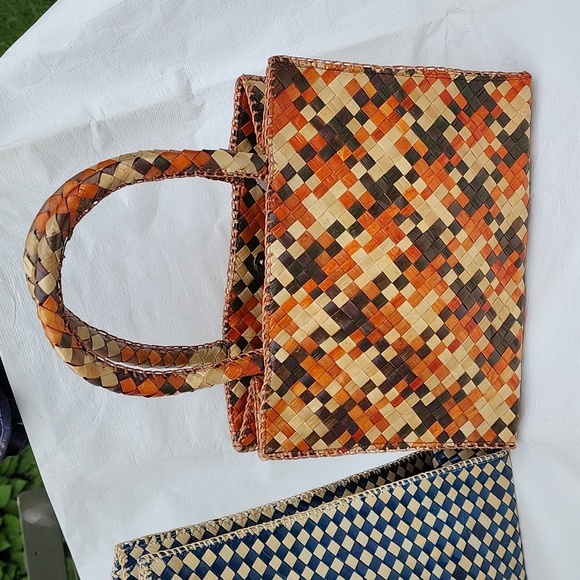 Palm leaf woven tote bags with lining. - Picture 5 of 6